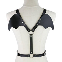 'Wings of Death' Black bat/ demon wing faux leather harness