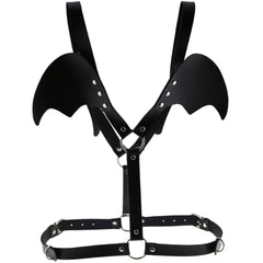 'Wings of Death' Black bat/ demon wing faux leather harness
