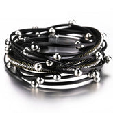 Goth 'Ashes to Ashes' Silver / Black Bead Rope Festival Bracelet