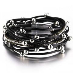 Goth 'Ashes to Ashes' Silver / Black Bead Rope Festival Bracelet