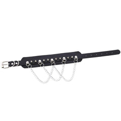 Stud and multi chain faux leather choker
