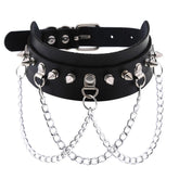 Stud and multi chain faux leather choker