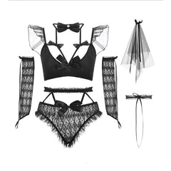 'Temptation' Black or white lace gothic underwear set