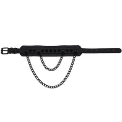'Deepest Black' Long Double Chain Spike Choker