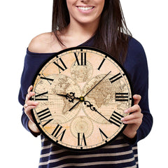 Steampunk antique map clock