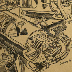 Steampunk machine sketch poster