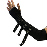 Steampunk gloves with metal buckles