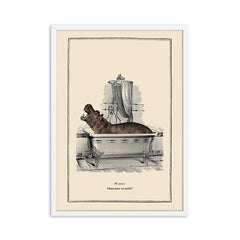 Vintage Steampunk funny toilet wall art: hypopotamus