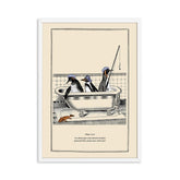 Vintage Steampunk funny toilet wall art: penguns