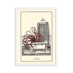 Vintage Steampunk funny toilet wall art: octopus