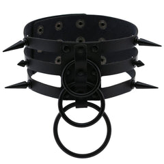 'Tortured' Black Gothic Spike Ring Choker (14 Colours)