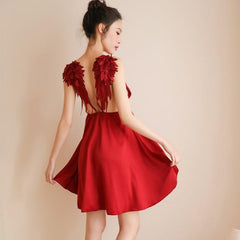 Gothic 'Angel of Death' Angel Wing Satin Night Dress Goth Lingerie (4 Colours)