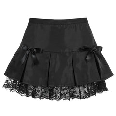 Castaway' Black Grunge Pleated Lace Skirt