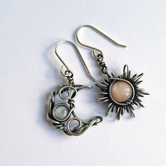 Steampunk sun and moon earrings