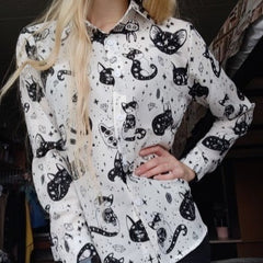 Cat Themed Blouse Shirt