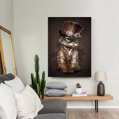 Steampunk cat wall art