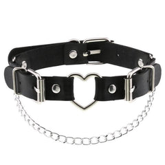 'Not Broken' Black Chain Heart Choker