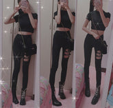 'Dead Walking' Black Alt Heart Shaped Pants