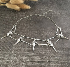 Steampunk birds skulls necklace
