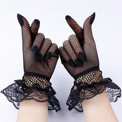 Fishnet lace gothic gloves