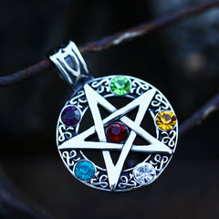 Pentagram Gem Stone Pendant Necklace