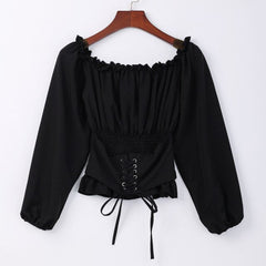 Steampunk shoulder-off blouse