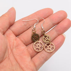 Steampunk two cogs earrings