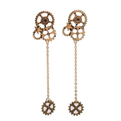 Long Steampunk cogs earrings