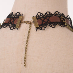 Steampunk necklace with wing pendant