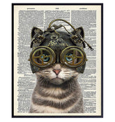 Steampunk diver cat wall art