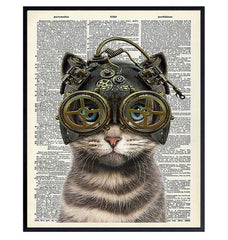 Steampunk diver cat wall art