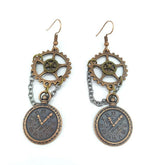 Steampunk clock charm earrings