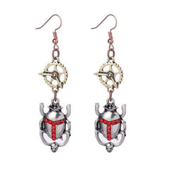 Steampunk colored beetle earrings