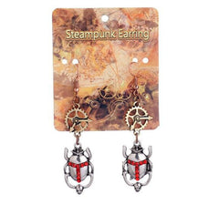 Steampunk colored beetle earrings