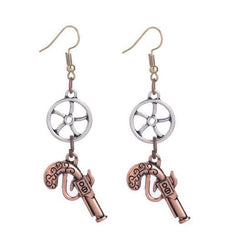 Steampunk gun earrings