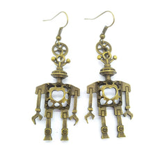 Steampunk heart robots earrings