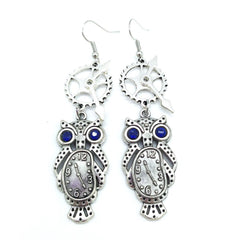 Steampunk antique owl earrings