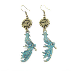 Steampunk peacock earrings