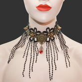 Steampunk flowers and drops choker
