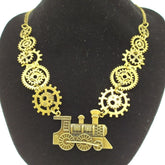 Steampunk steam train necklace