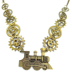 Steampunk steam train necklace