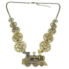 Steampunk steam train necklace