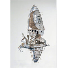 Imaginary Steampunk sailboat wall art