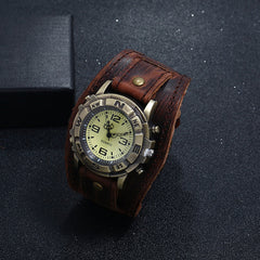Steampunk leather band watch