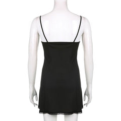 'Blackout' Lace Bow Strap Summer Goth Dress