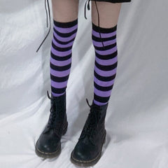 'Emo Kid' Black Striped Knee High Socks (3 Colors)