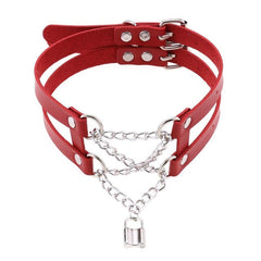 Lock Chain PU Leather Choker