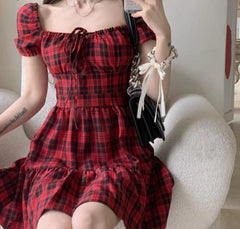 'Mary Jane' Red Grunge Plaid Dress