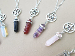 Pentagram Stone Necklace - Various colours