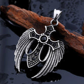 Winged Cross Stone Pendant